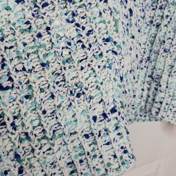 Pink Rose Ivory/ Teal Blue Chunky Knit Sweater Sz XL- NWT - Picture 4 of 15